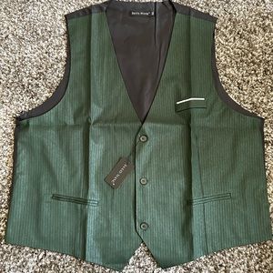 New Mens Striped Dark Emerald Green Tuxedo Vest